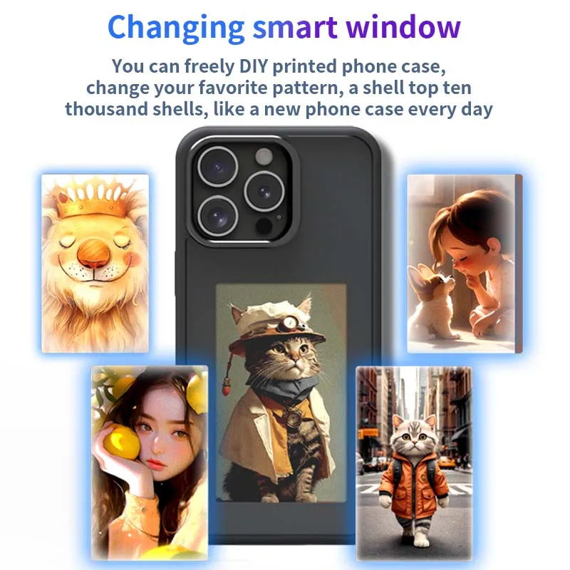 Smart NFC Screen Projection Case For iphone DIY E-ink Screen Photos Shockproof Protective Cover