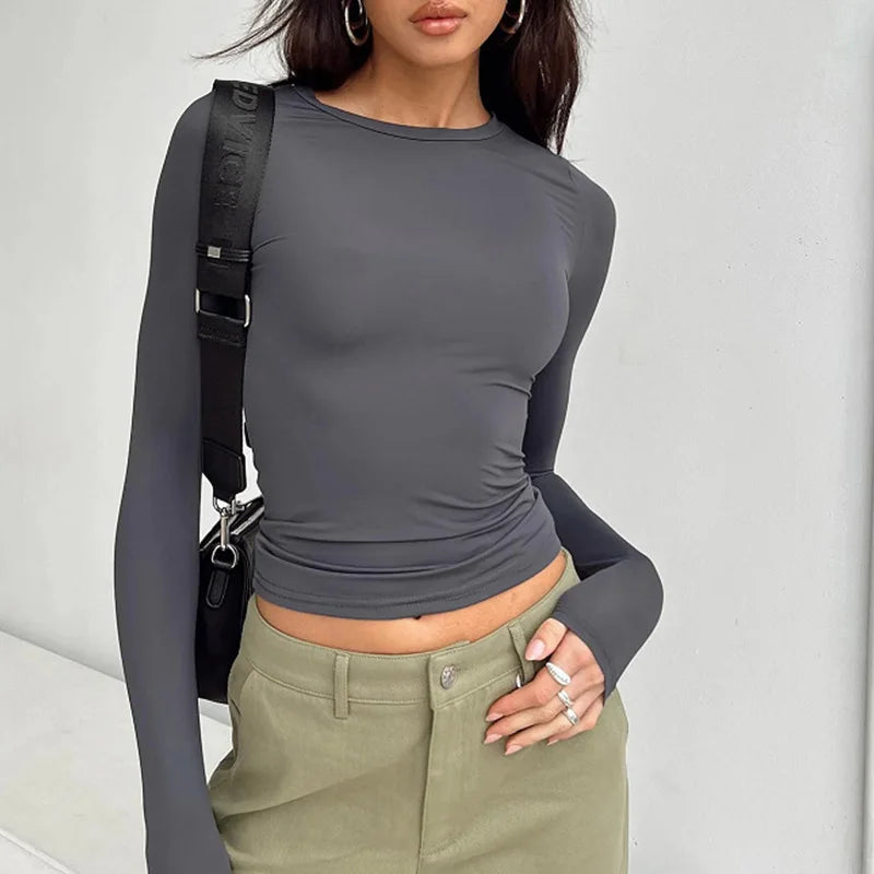 Women Casual Long Sleeve Pullovers Tees Shirts Female