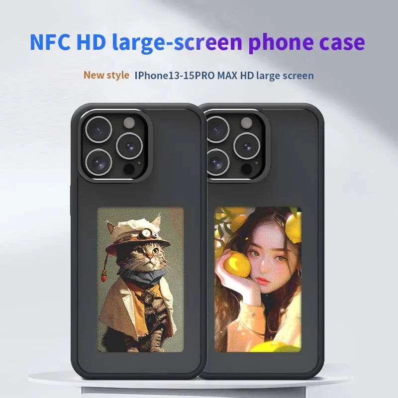 Smart NFC Screen Projection Case For iphone DIY E-ink Screen Photos Shockproof Protective Cover